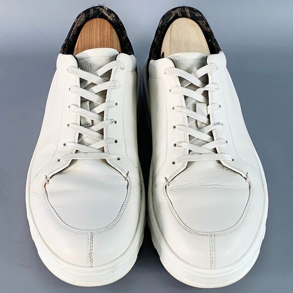 FENDI ZUCCA Size 11 Zucca White Brown Canvas Monogram Low Top Sneakers - Picture 4 of 9
